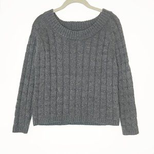 Cropped Gray Boxy Cable Sweater NWOT